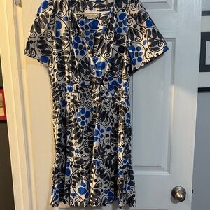 Anthropologie Black and Blue Floral Mini Dress